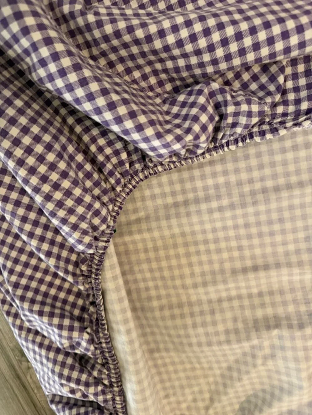 Vtg Ralph Lauren Home Collection Purple Twin Gingham Cotton Fitted Sheet Bahrain